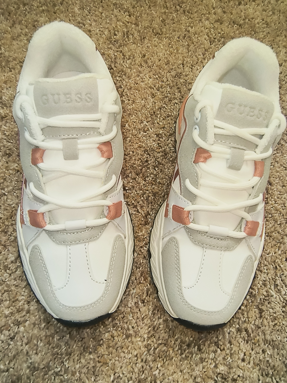 GUESS Chunky White Sneakers with Pink Accents - Picture 4 of 6